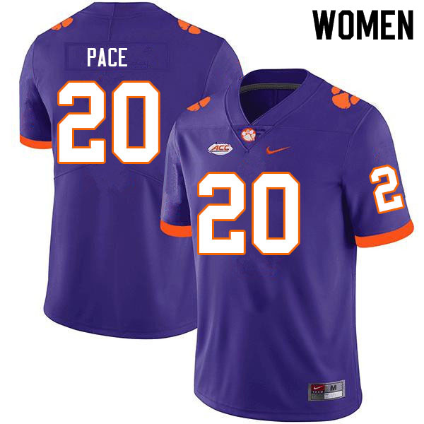 Women #20 Kobe Pace Clemson Tigers College Football Jerseys Sale-Purple